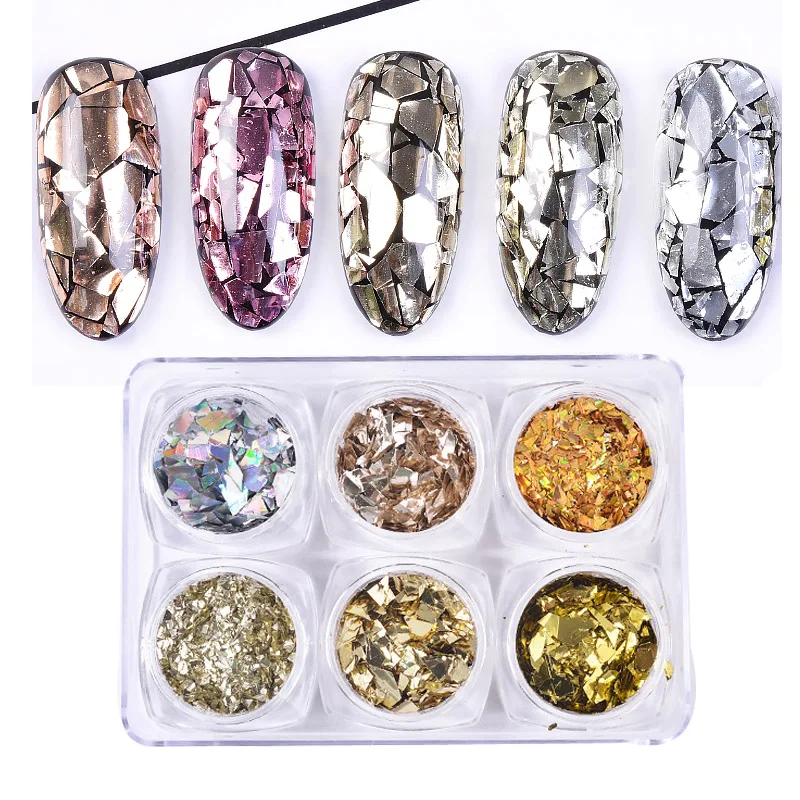 6 Adet tak m Cam Ka t T rnak Flakies Sequins Holograplic D zensiz 