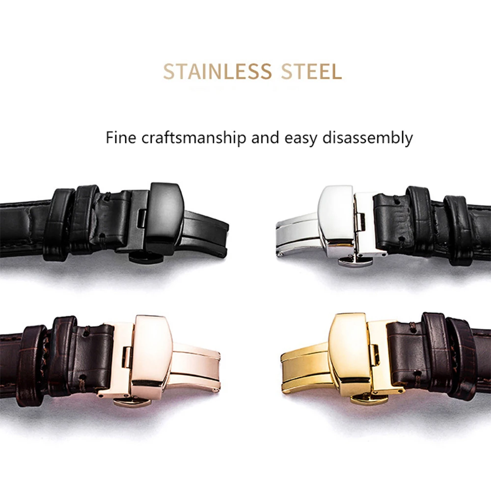 Online Pulseras de cuero de cocodrilo para hombres y mujeres relojes correas 16mm 18mm 20mm 22mm con caja de madera paquete reloj Accesorios