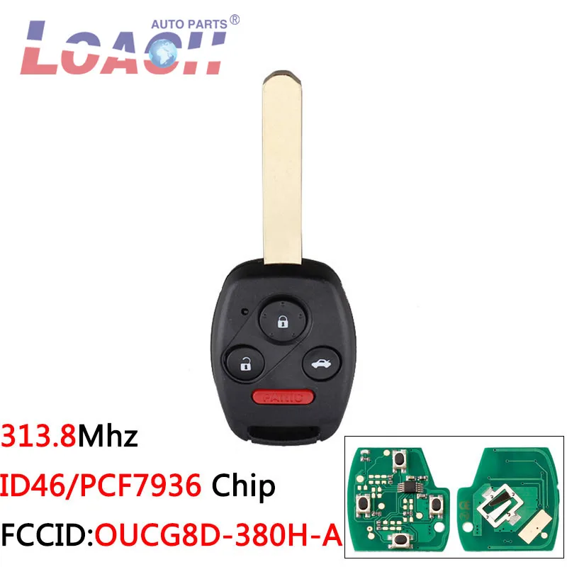 

3+1Buttons OUCG8D-380H-A ID46 Chip Car Keyless Entry Remote Key For Honda Accord 2003-2007 For Honda CRV 2005-2007 keys
