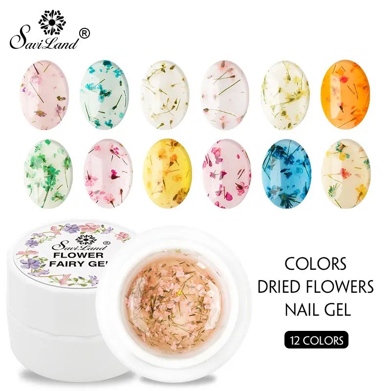 Saviland 8ml Gel Paint Dried Flowers Nail Glue Dried Flower Fairy Gel