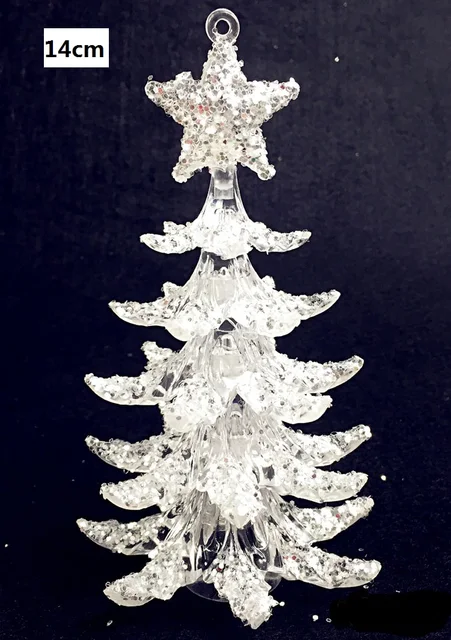 12 14cm diamond effect 3d acrylic christmas tree and pinecone design