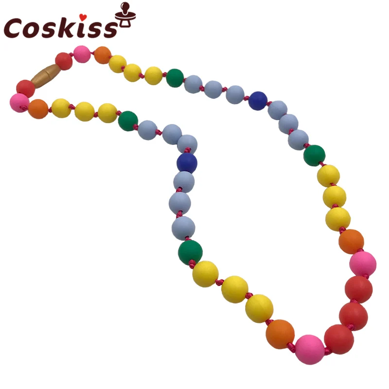 BPA Free Silicone Beads Baby Chewable Jewelry Polygon Teething Necklace Teether