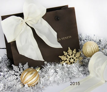 

Christmas taffeta edge satin gift packaging wired edge ribbon 25yards roll