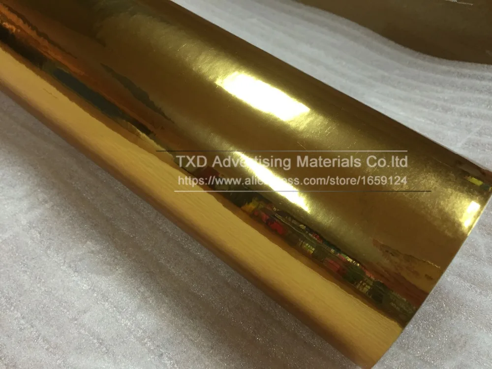 30*200CM/Roll Premium gold Chrome Mirror Vinyl Wrap Sheet Roll Film Car Sticker Chrome mirror gold sticker for car