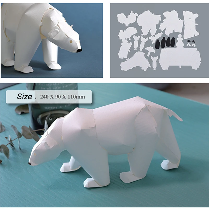 3D полярный медведь бумажная модель набор бумажное ремесло пазлы Развивающие DIY