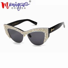 Женские солнцезащитные очки T бренд ретро сексуальные солнцезащитные очки «кошачий глаз» дамские Роскошные винтажные мужские солнцезащитные очки с серебряными камнями