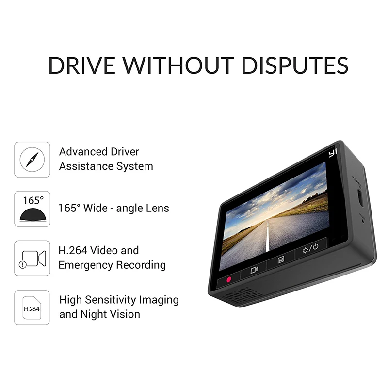 Skup YI Smart Car Camera WiFi Dash nagrywarka dvd z nocą Vision165 stopni ADAS kamera na deskę rozdzielczą 1080P 60fps rejestrator kamery samochodowej
