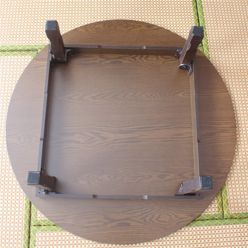 Asian Style Antique Round Table Folding Legs 90cm Living Room Furniture Korean Floor Dinning Table Wood Low Tea Coffee Table