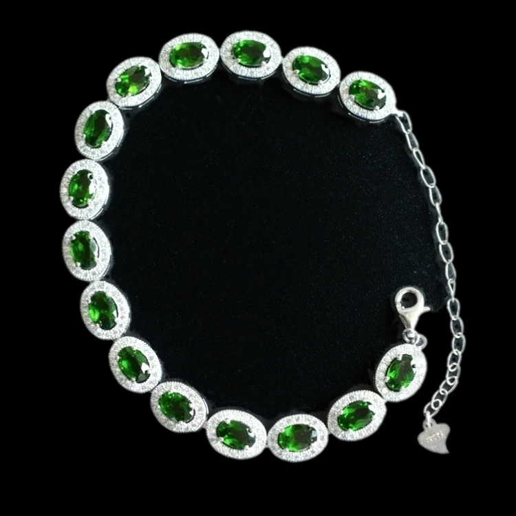 

Diopside green flat chain +s925 bracelet 16cm +4cm FPPJ wholesale beads nature amazing gemstone