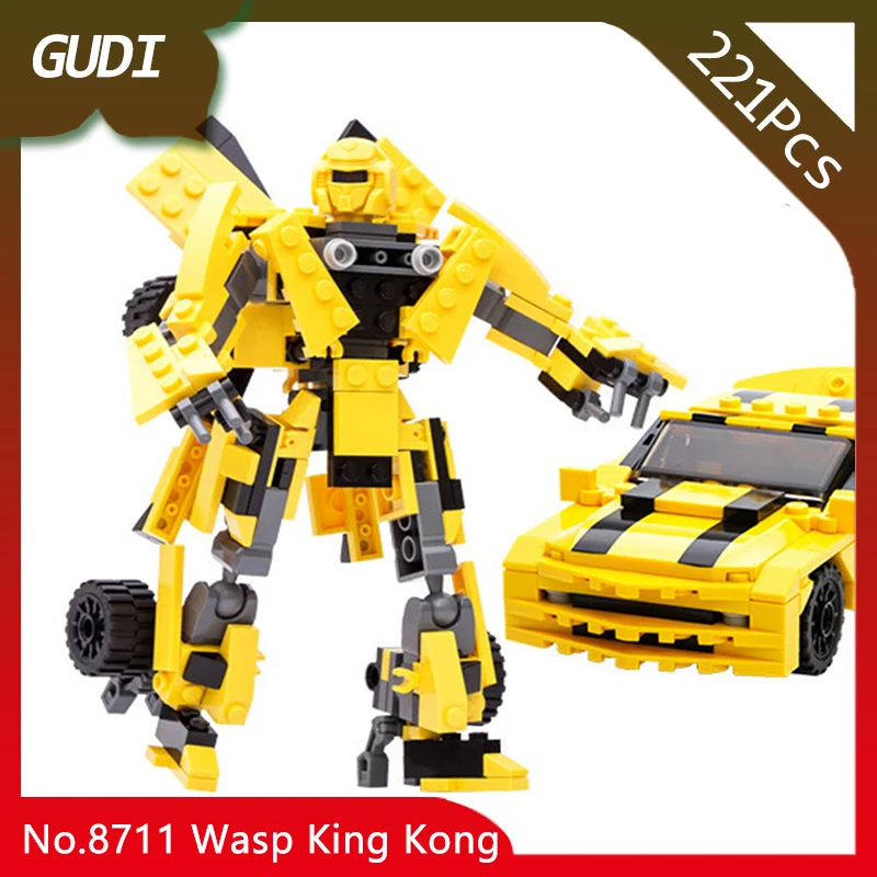 

GUDI 8711 221pcs 2IN1 Transform Series The Wasp King Kong Model Building Blocks Set Bricks Compatible with Legoings