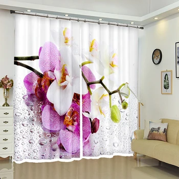 

Senisaihon Customize 3D Blackout Window Curtains Pink Magnolia Flower Pattern Thicken Polyester Bedroom Curtains for Living Room