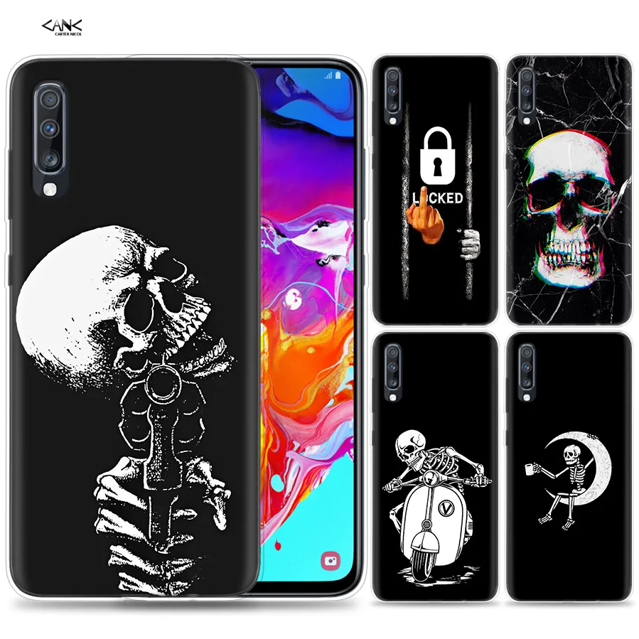 

Bags Case for Samsung Galaxy Mobile Phone A50 A70 A30 A20 J4 J6 J8 A6 A8 M30 A7 Plus 2018 Note 8 9 Horror Skull Marbel Spooky Co
