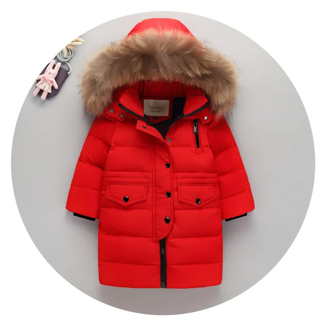Winter Children's Down Jacket for Girl and Boys Clothes Thicken Warm Kids Outerwear Real Fur