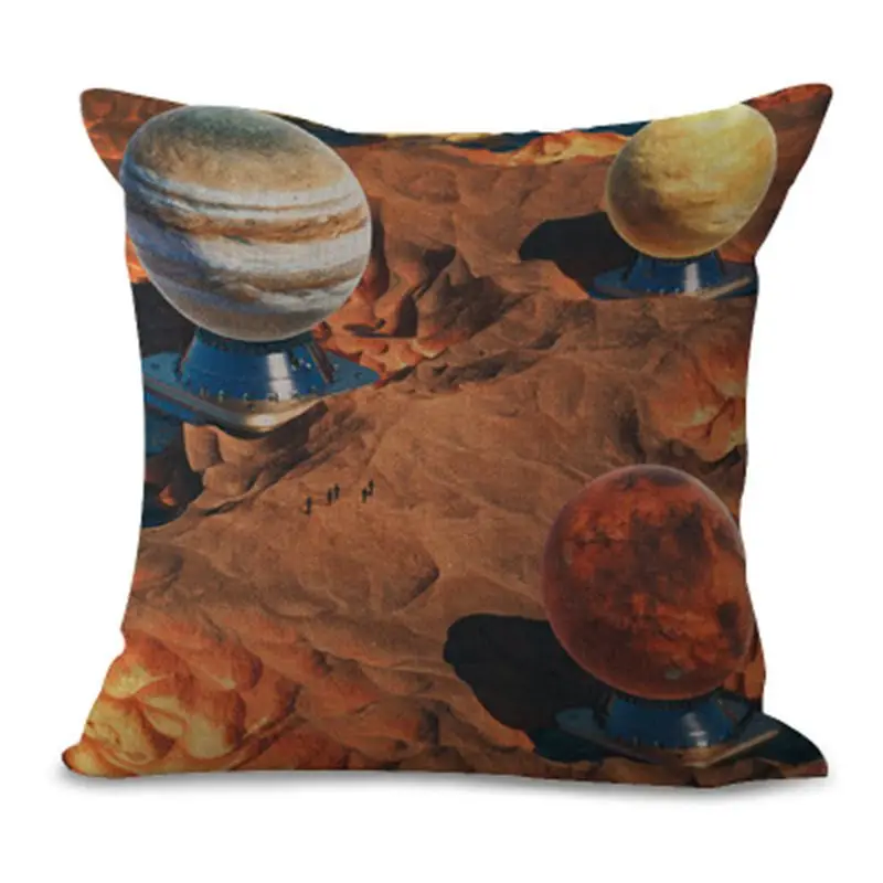 Чехол для подушки хлопковая льняная декоративная квадратная с принтом|cushion