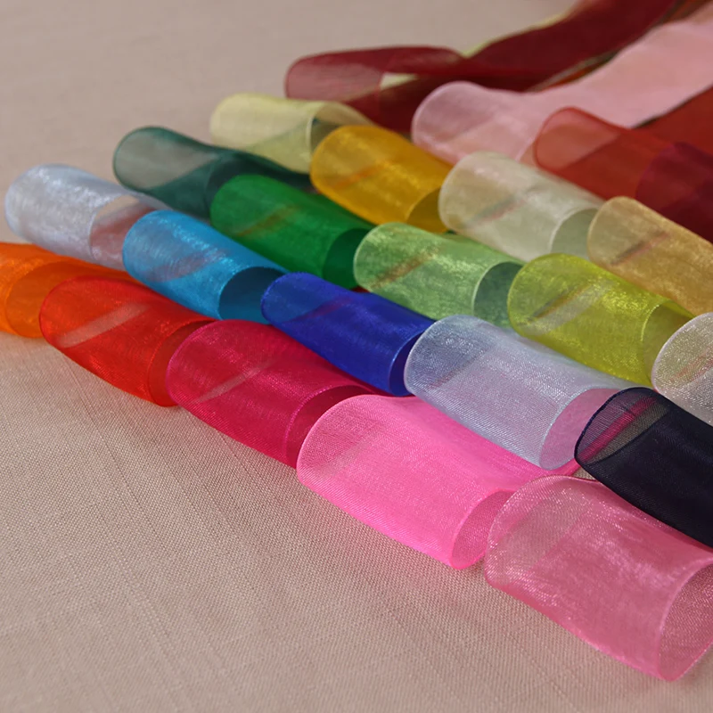 

(50 Yards=45 Meters/lot) 2''(50mm) Organza Ribbon White Black Red Blue Gift Wrapping Decoration Christmas Ribbons