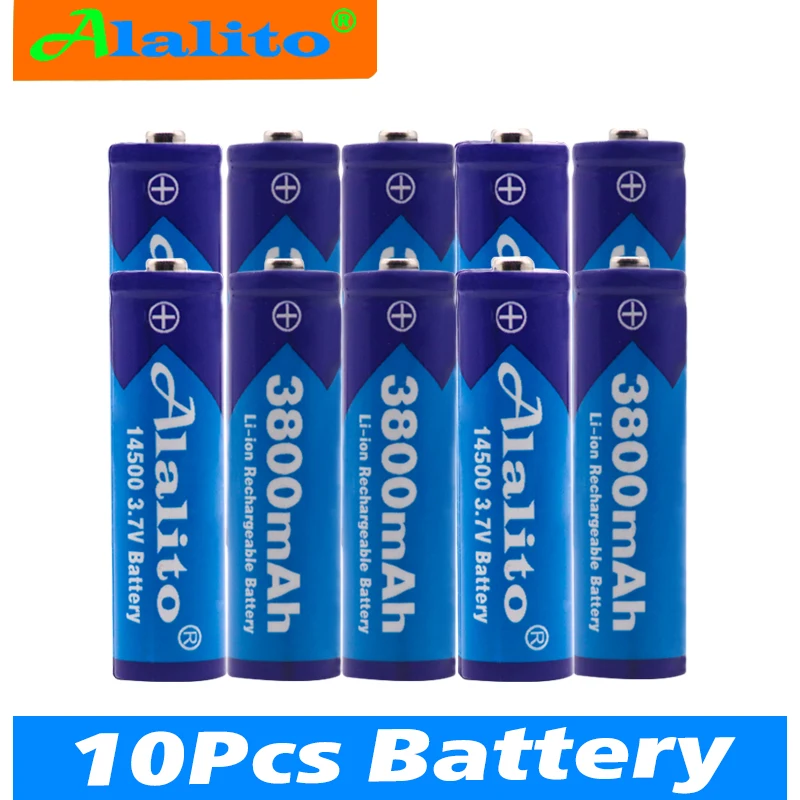 2-20 шт Alalito AA 14500 3800mah 3,7 V литий-ионная аккумуляторная батарея и светодиодный фонарик - Цвет: Синий