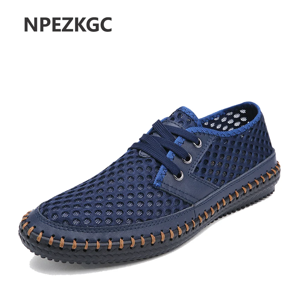 NPEZKGC Hollow out Breathable cowhide summer Genuine Leather High ...