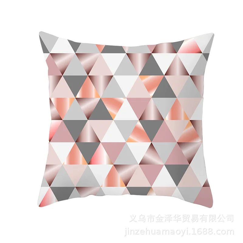 Modern Concise Pillow Cover Case Office Cushion Set Pink Colour Geometry Printing Decoration Home Furnishing Articles - Цвет: 11