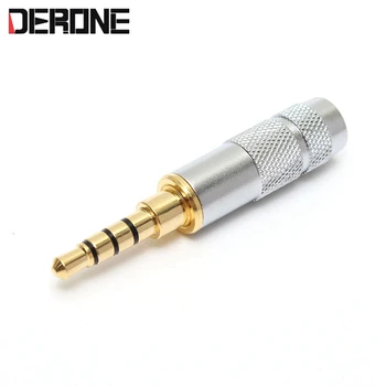

1piece 3.5mm 1/8" 4 Pole Gold plated Male Plug jack A/V Solder Connector