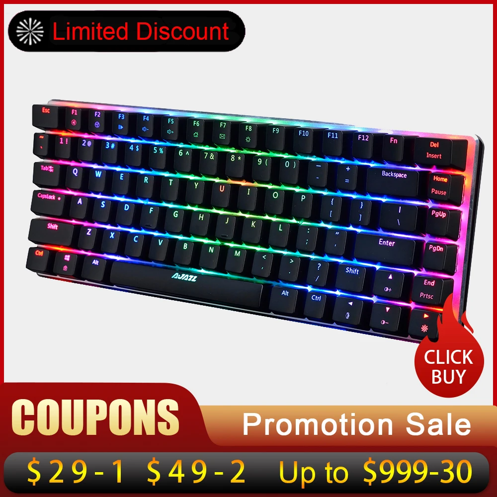 AJAZZ AK33 Mechanical Keyboard RGB LED Gaming Keyboards 82 Keys Blue/Black Switches Anti-Ghosting for PUBG LOL DOTA 2 Comouter