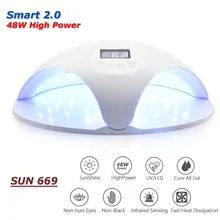 48 Вт Светодиодная УФ-лампа для ногтей для маникюра с вентилятором 24 шт. светодиодный светильник с двумя ручными шариками Сушилка для ногтей для отверждения ногтей Гель-лак Инструменты для ногтей