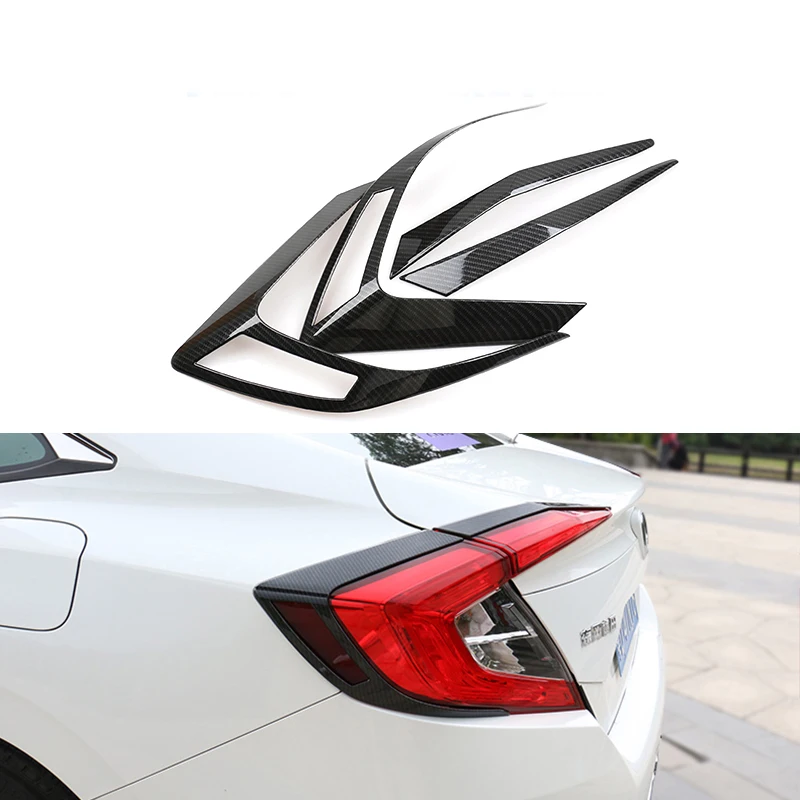 

Free shipping ABS Carbon fiber Style tail lamp Cover Car Accessories For Honda Civic 2016 2017 10Gen Sedan FC1 FC2