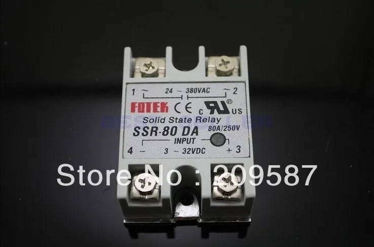 Твердотельное реле SSR-80DA 80A 3-32VDC/24-380VAC с радиатором