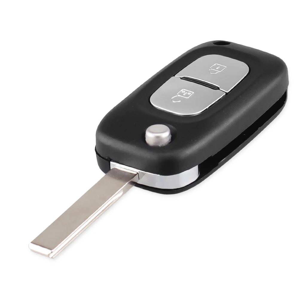 Dandkey, 2 кнопки, чехол для автомобильного ключа, пульт дистанционного управления, откидной, складной, Автомобильный ключ, оболочка для Renault Clio Megane Kangoo Modus с лезвием HU83 VA2 NE73 - Количество кнопок: HU83 blade