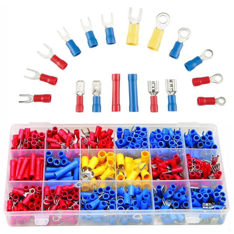 

280pcs Assorted Full Insulated Fork U-type Set Terminals Connectors Assortment Kit Electrical Crimp Spade Ring