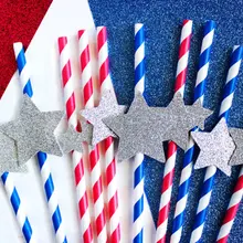 Пользовательские блестящие 4 июля вечерние бумажные соломинки Свадебные Детские День рождения душ девичник соломинка для напитков