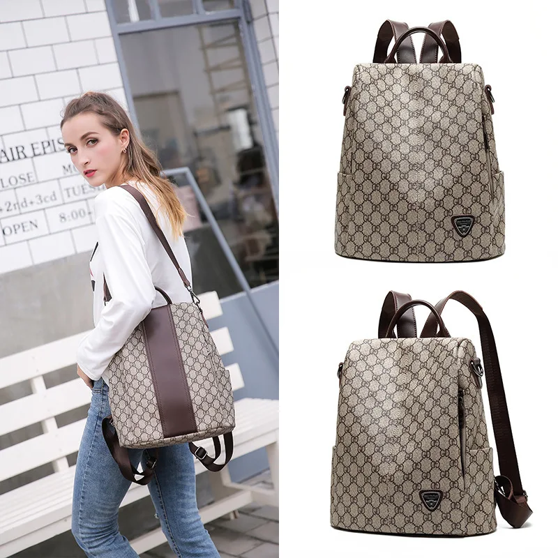 

2019 new Korean fashion printed patchwork backpack with large capacity single-shoulder travel backpack