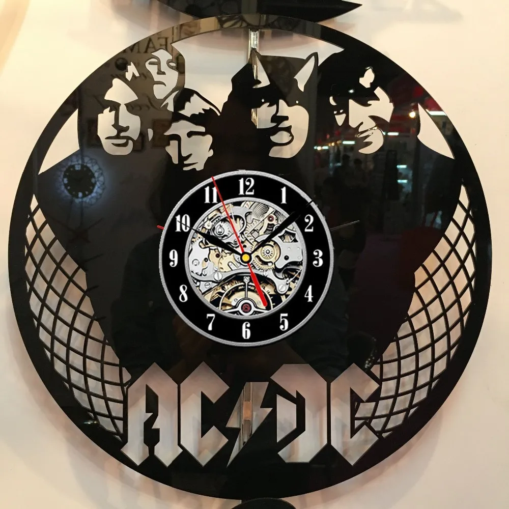 Европейский ретро стиль ACDC тематические настенные часы Виниловая пластинка часы уникальные Черные виниловые часы в виде компакт-диска для украшения гостиной