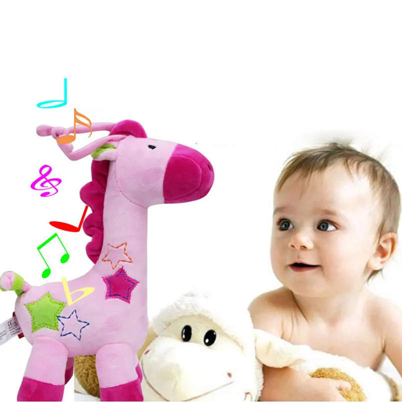 0 month+ Baby Infant Rattle New Intelligent Music Box Giraffe stuffed Animals plush Doll