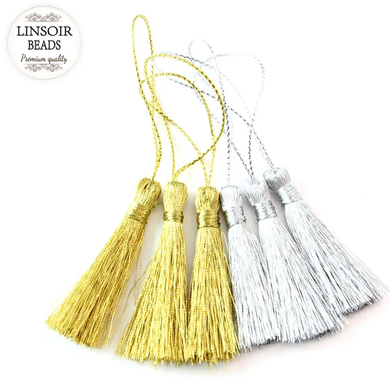 2016 New 30pcs/lot Gold/Silver Silk Tassels Earrings Charms Pendant