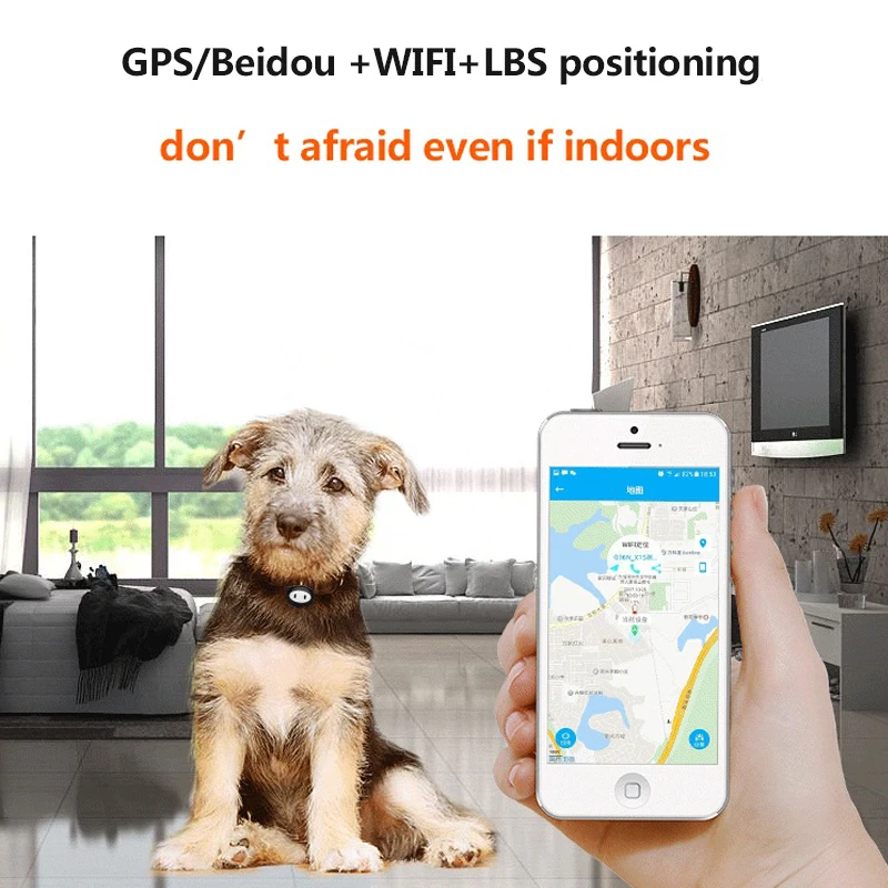 متتبع الحيوانات الأليفة بنظام جي بي إس الكلب للماء IP68 طوق GPS محدد جهاز تعقب القط WiFi LBS موقع RealtimeTracking Geofence