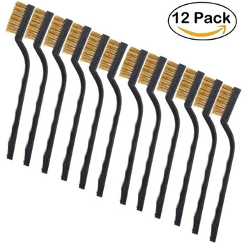 

12*Wire Brush Mini Micro Steel Brass DIY Paint Rust Remover Removal Metal Useful
