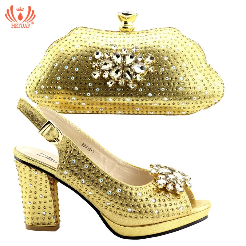 

2018 Gold Color Matching Italian Shoe and Bag Set Italian Shoes with Matching Bag Nigerian Shoe and Matching Bag Women Wedding