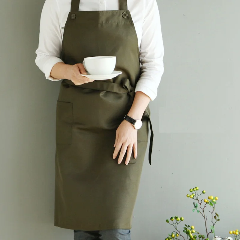 Nordic wind polyester cotton waterproof apron Coffee shops and flower shops work cleaning aprons for woman washing daidle bib