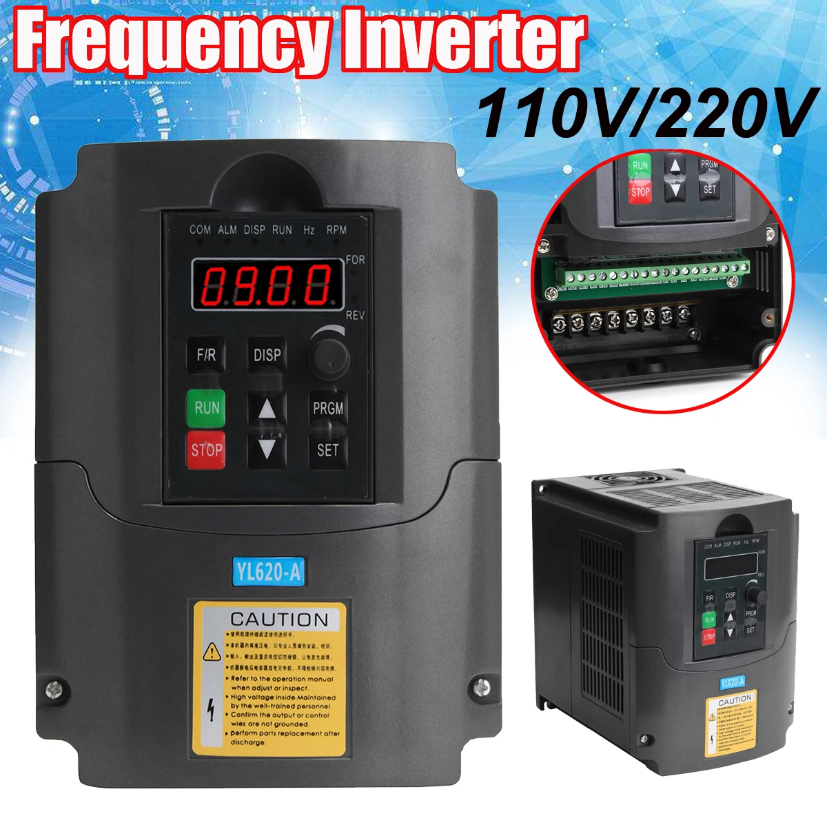 

110V/220V 0.75/1.5/2.2KW Variable Frequency Inverter Converter 3 Phase Output Single Phase Input Space Voltage Vector Modulation