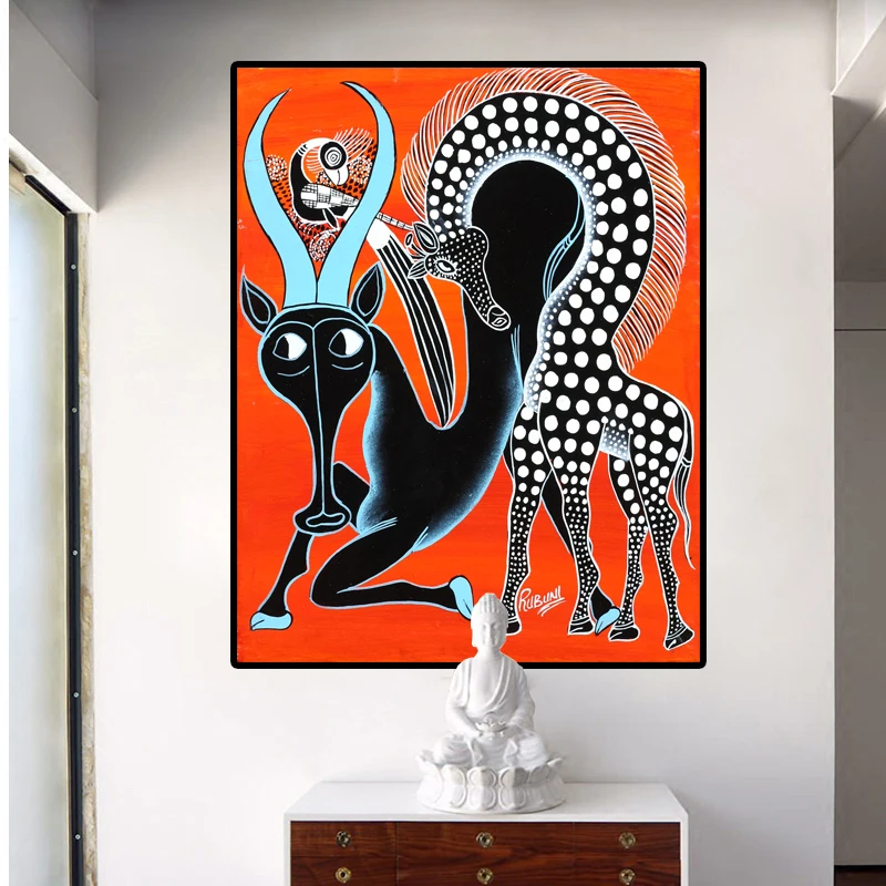

RELIABLI Cartoon Animal Oil Painting Wall Pictures For Living Room Canvas Prints And Posters Abstract Decorative Art Home Decor