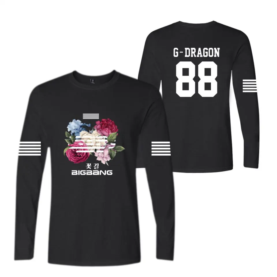 Хлопковая футболка BIGBANG Kpop весна-осень-лето с длинным рукавом размера плюс 4XL G-DRAGON