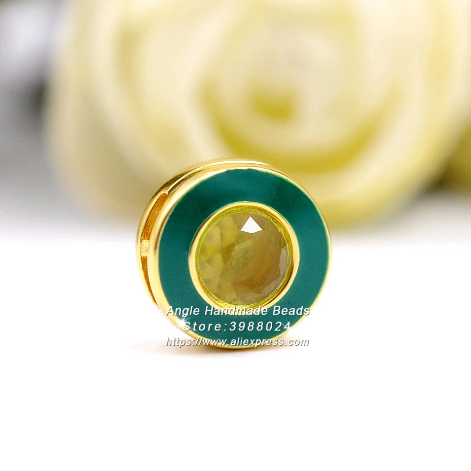 

Fashion Jewelry Reflexions Shine Reflexions Radiant Green Circle Clip Charm With Green Crystal & Green Enamel Charms Beads