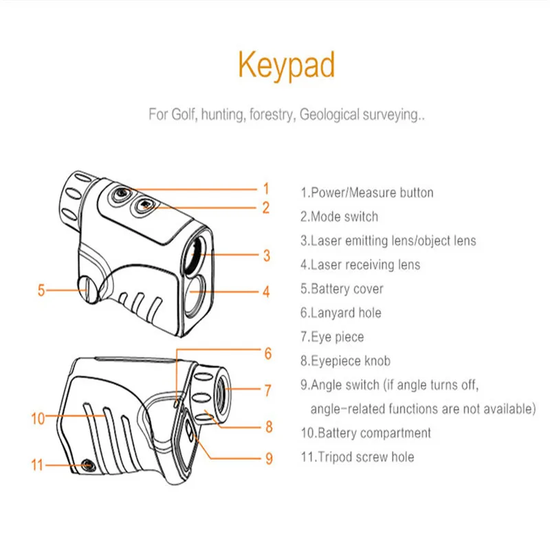Mileseey PF04 600 м 800 м 1000 м 1200 м 1500 м лазерный дальномер высокоточный лазерный телескоп для гольфа и охоты 6 Режим измерения