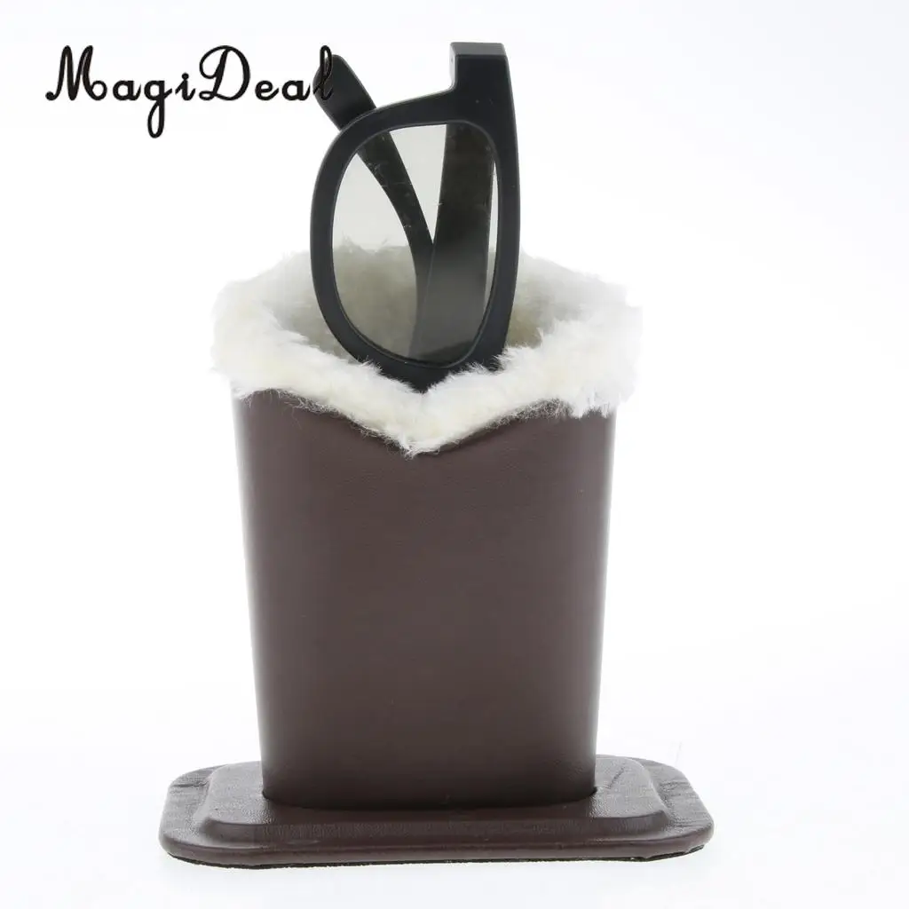 2 x PU Anti-Scratch Plush Lined Eyeglasses Holder Desk Organizer Upright Pen Holder