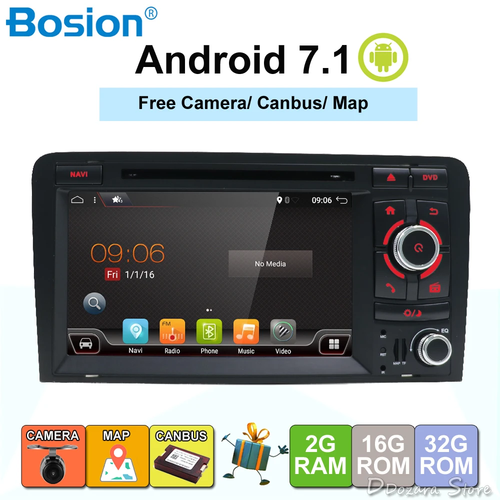 

Bosion Android 7.1 2G android 7.1 CAR DVD GPS For Audi A3 with dvd player radio stereo Audio auto multimedia screen navigation
