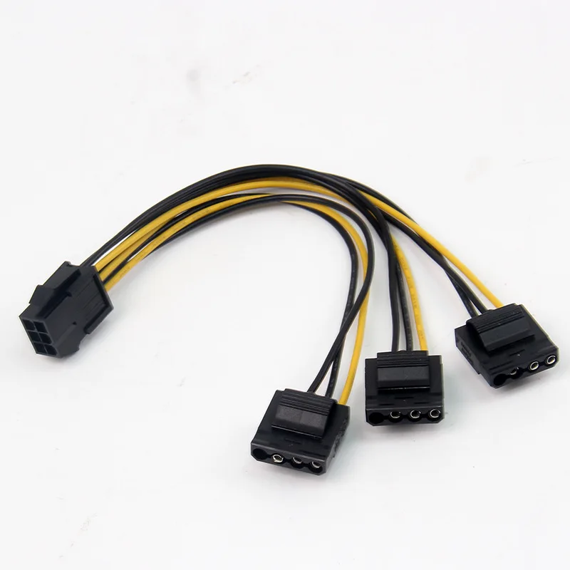 6 дюймов 3 x Molex 4 контактный на PCI Express Видеокарта Pci e ATX PSU кабель преобразователя