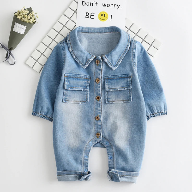 Baby Romper Soft Denim Fashion Rainbow and Giraffe Styles Infant