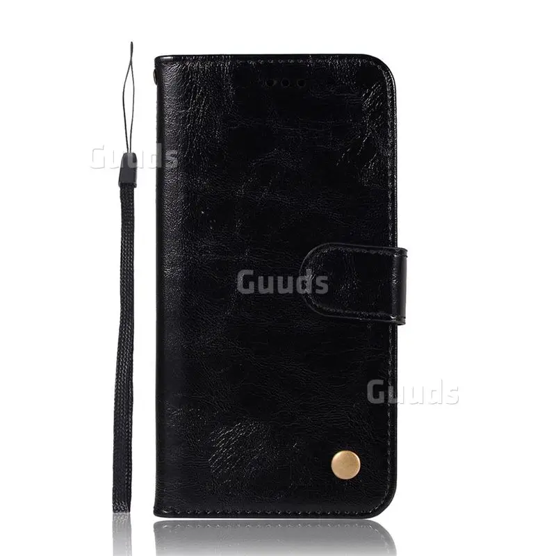 Luxury Retro Leather Wallet Case for Asus ZenFone 5Z ZS620KL - Black