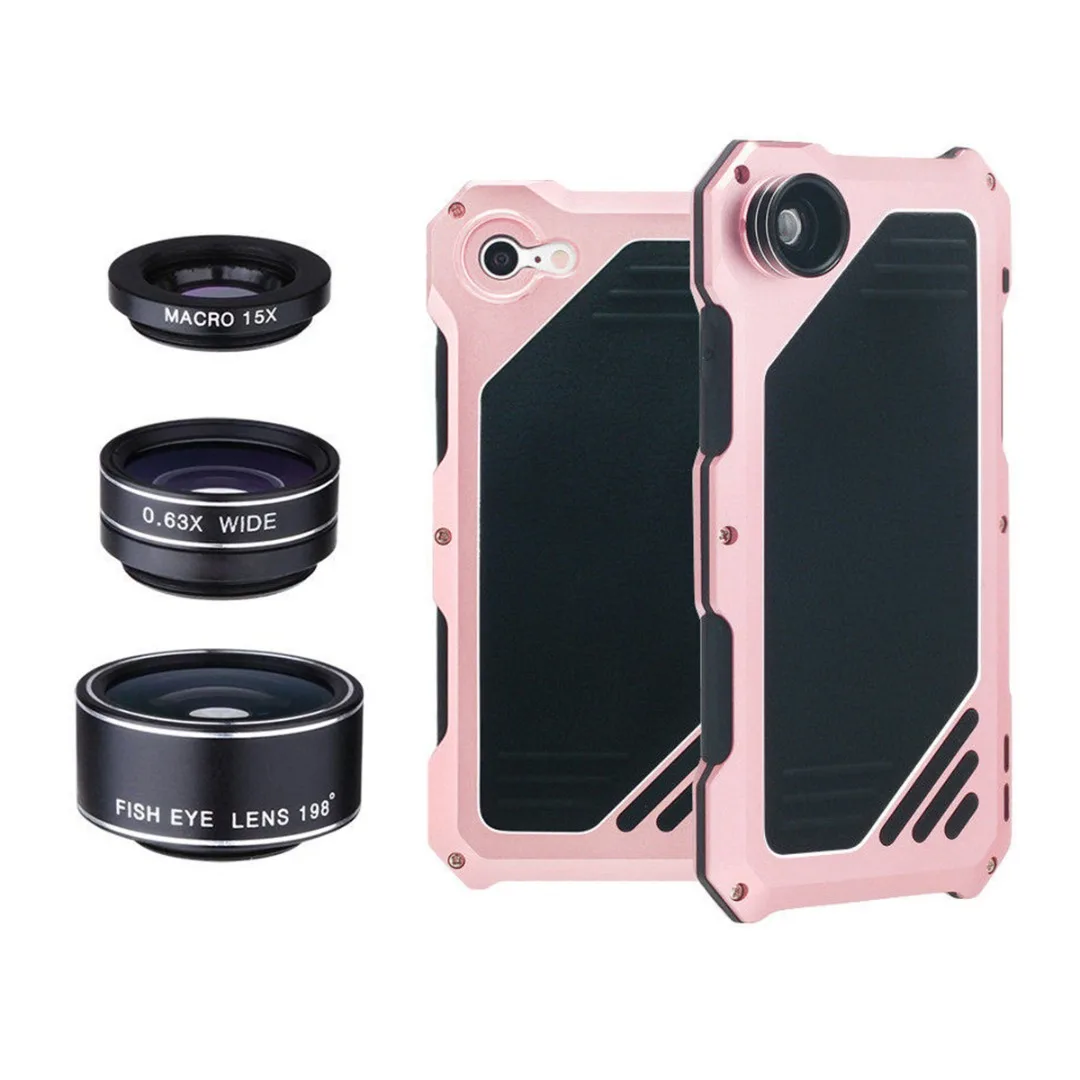 Phone Case For iPhone X XS Max XR Waterproof Shockproof Metal Case Cover+3 Camera Lens Capa For iphone 7 8 plus 6 6S plus Fundas