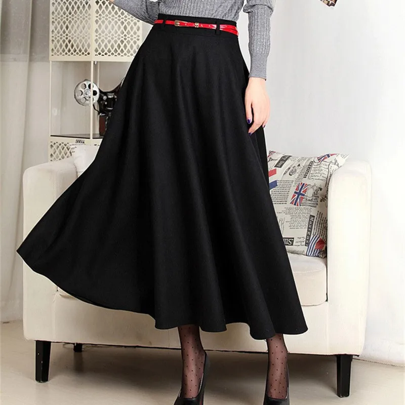 Automne et Hiver Laine Chaud Maxi Longue Jupe Femmes 7XL Taille Plus